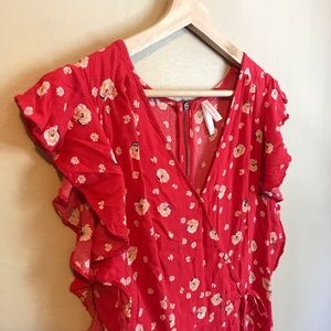 Xhilaration Flutter Sleeve Faux-wrap Dress. M.